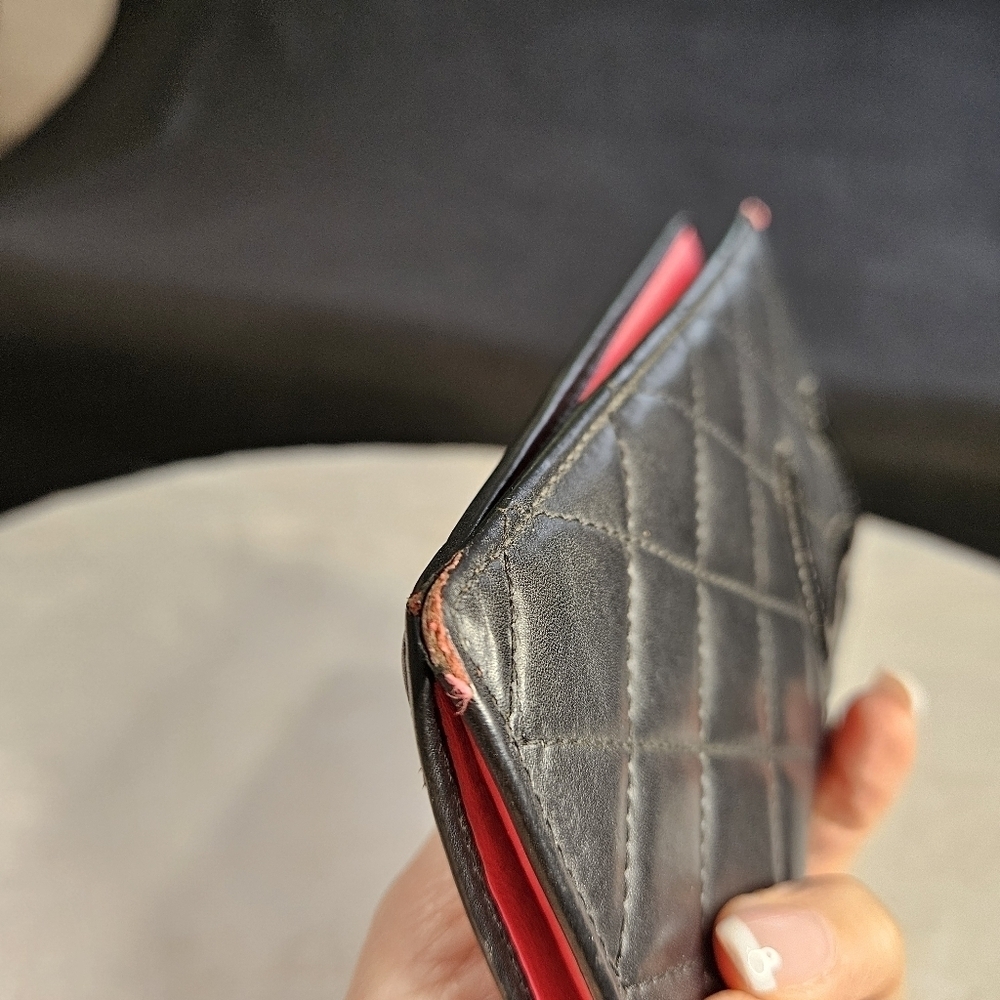 Chanel Black Leather Cambon Ligne Bifold Wallet /Patent Leather CC Logo - Picture 7 of 16